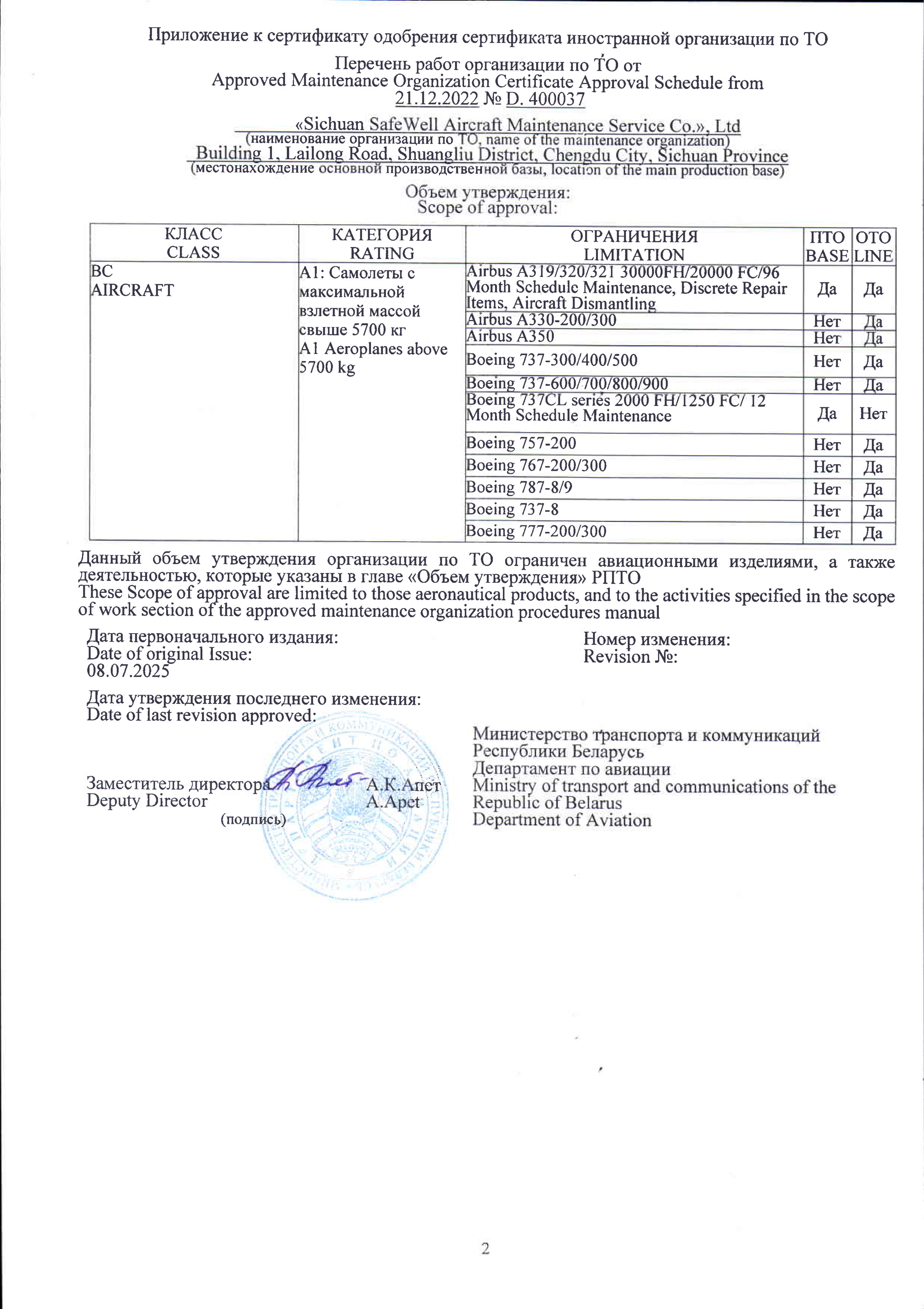 白俄罗斯维修许可证（第2页）